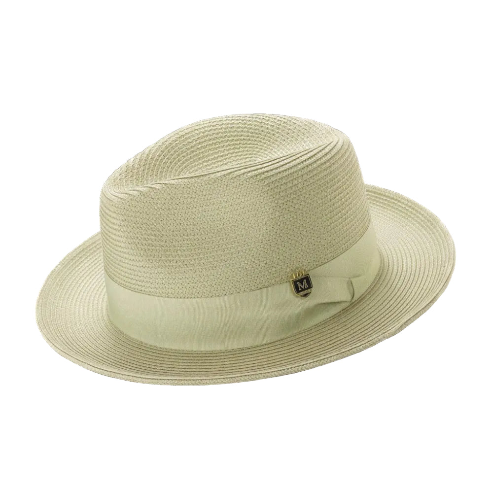 Mint Braided Wide Brim Pinch Fedora Matching Grosgrain Ribbon