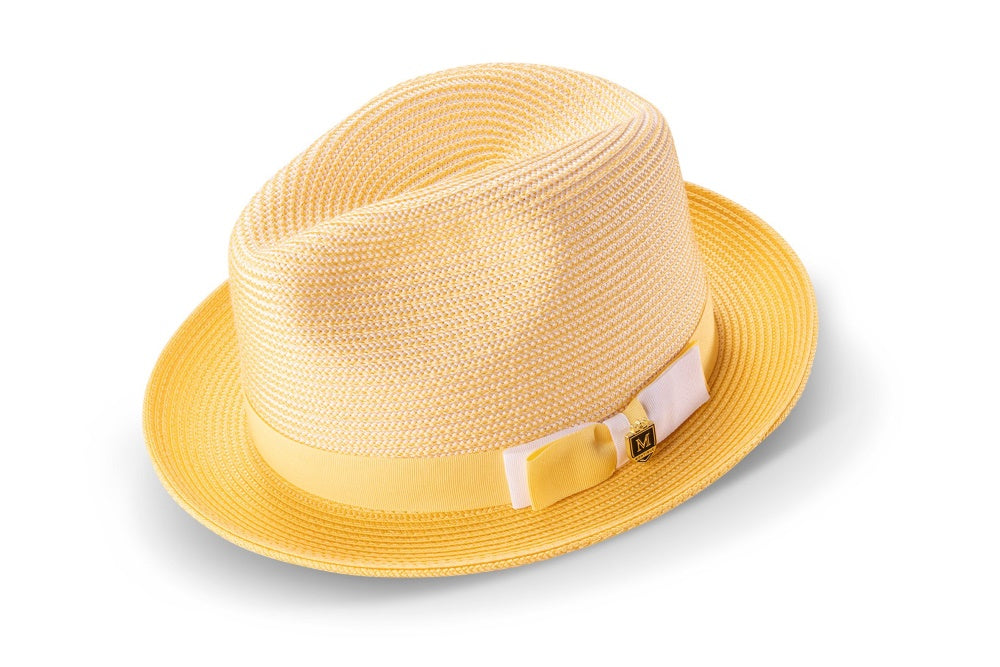 Canary Men's Two Tone Braided Pinch Fedora with Grosgrain Ribbon