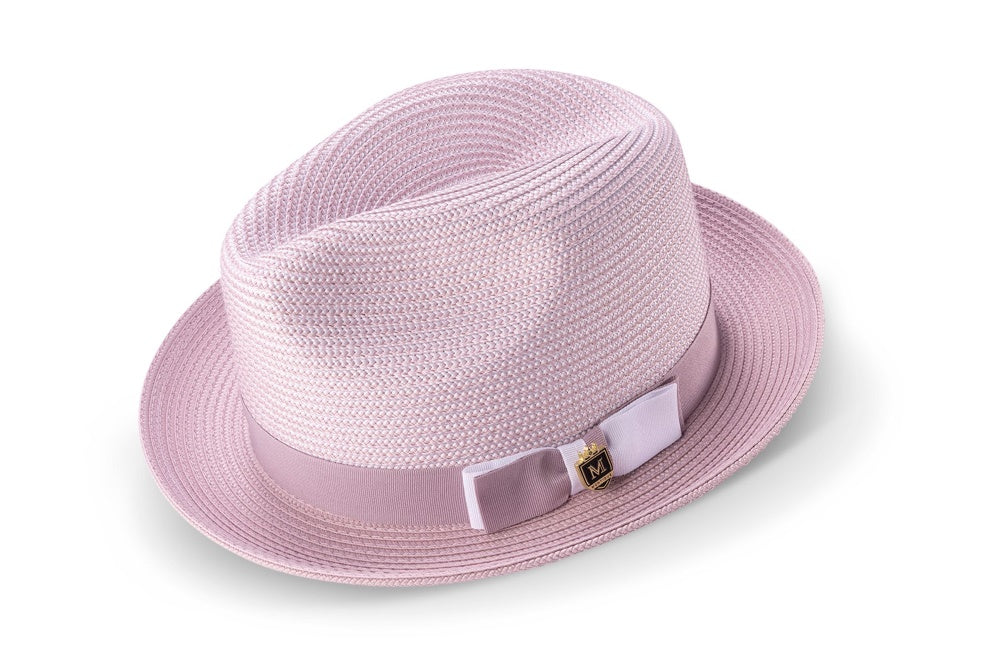 Mauve Men's Two Tone Braided Pinch Fedora with Grosgrain Ribbon