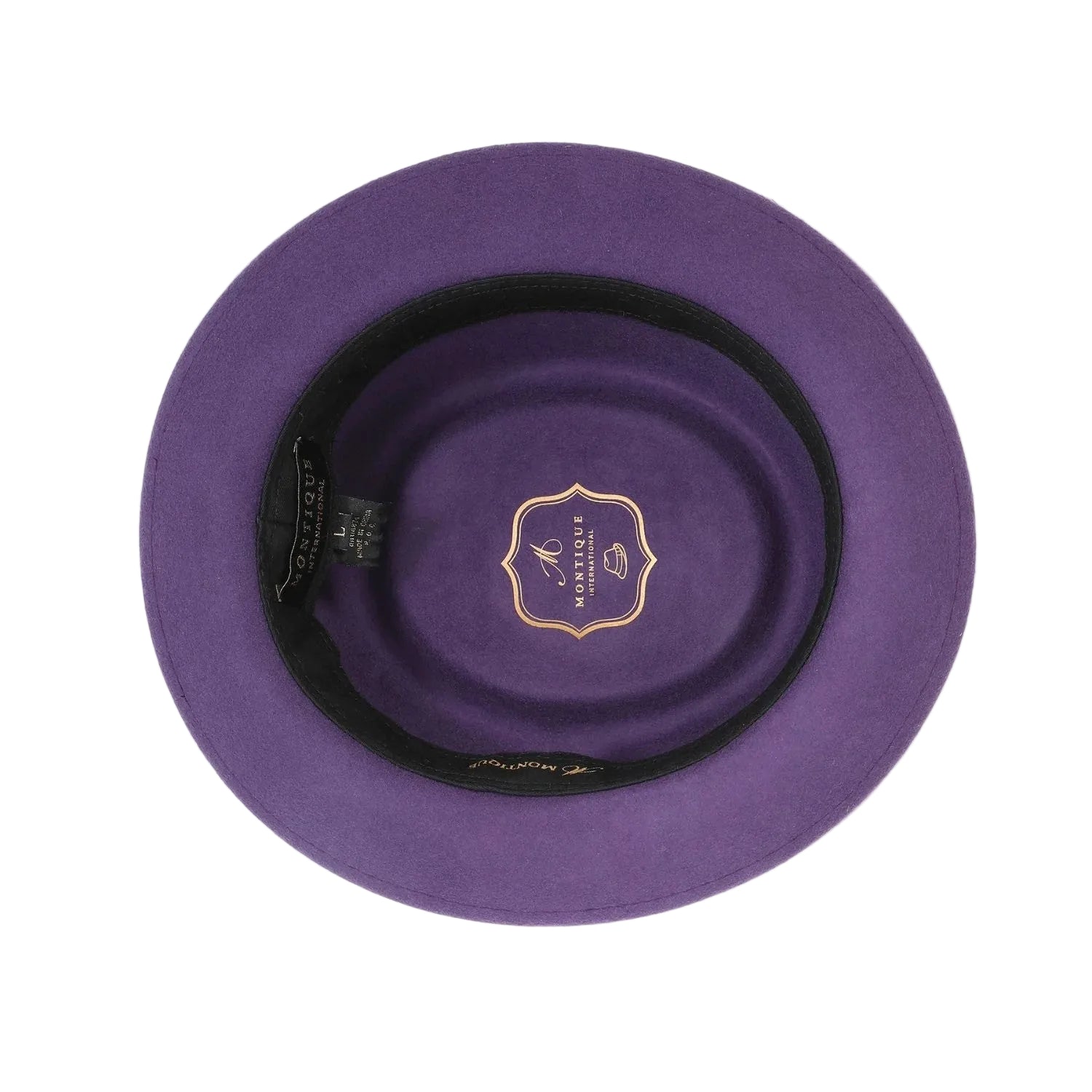 Purple hat with a brand logo on a white background