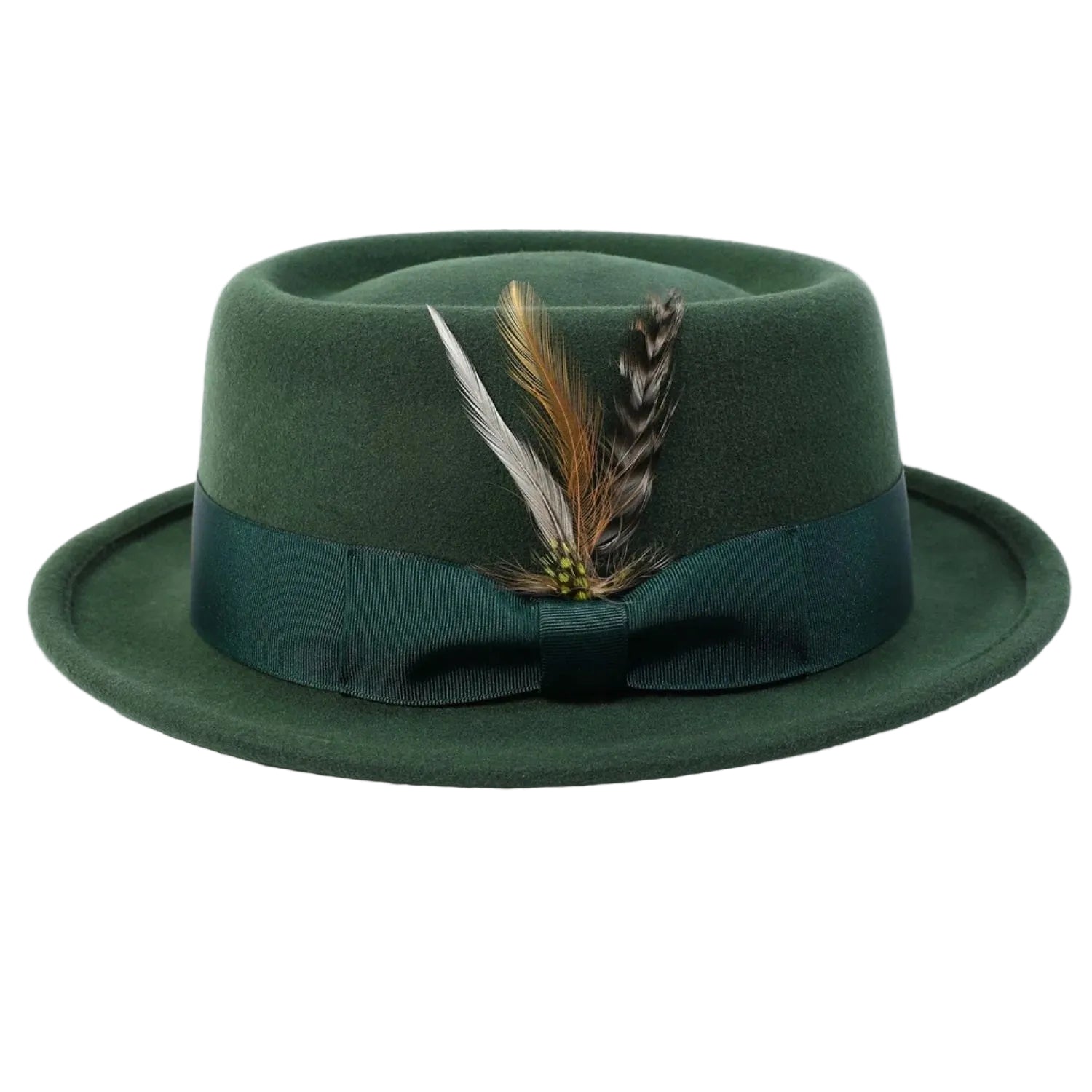 Hunter Pork Pie Fedora with Feather Accents
