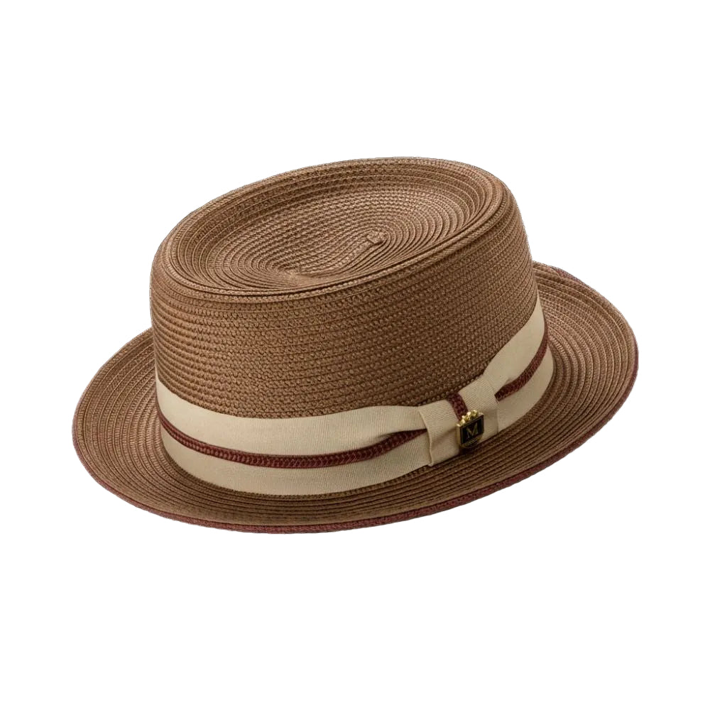 Men's Cappuccino Pork Pie Style Braided Hat