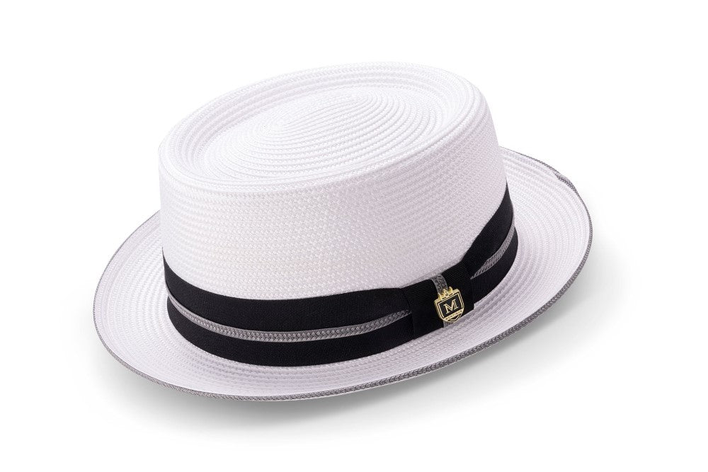Men's White Pork Pie Style Hat