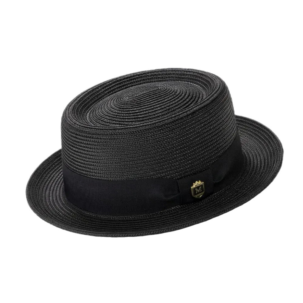 Men's Braided Hat Pork Pie Style in Black