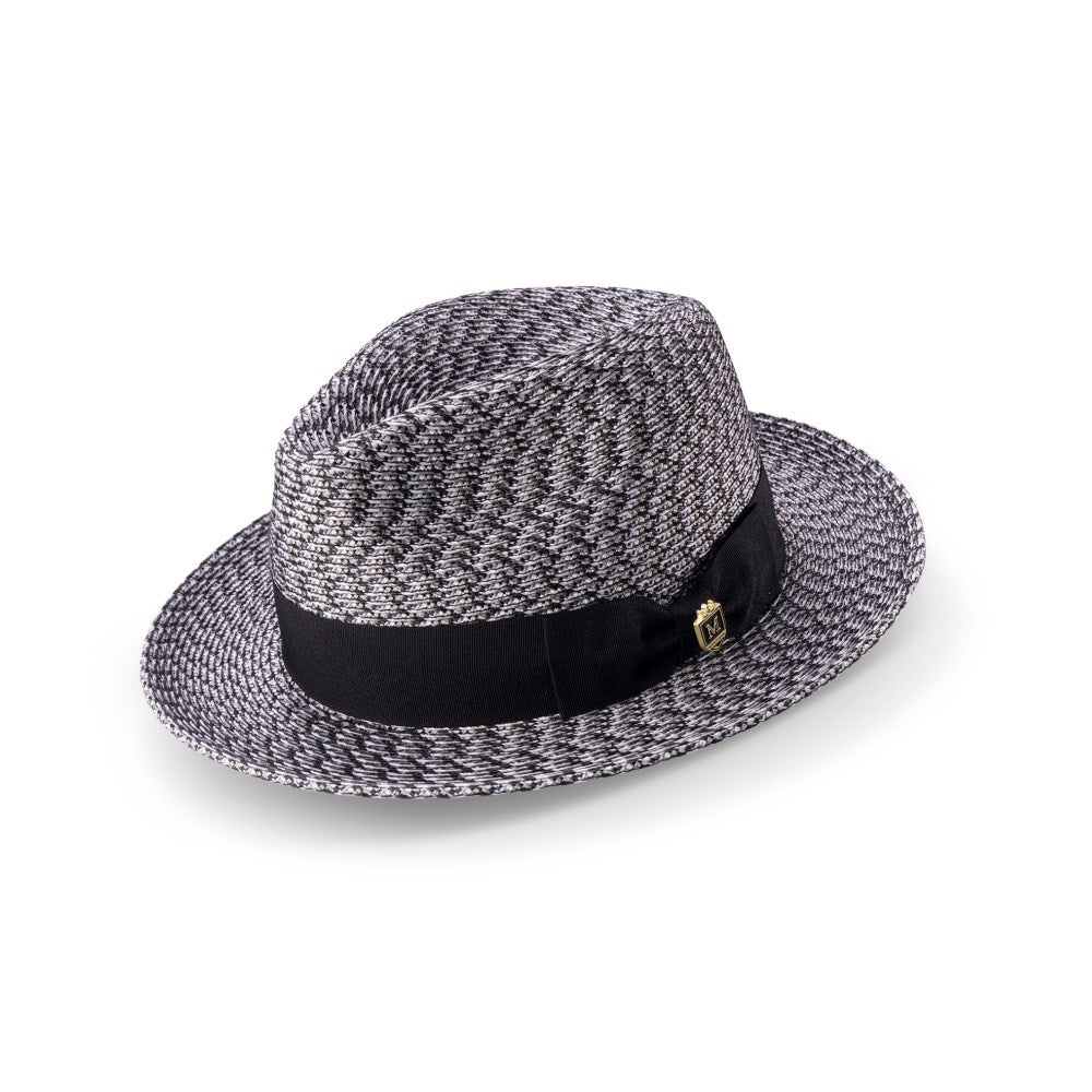 Men’s Black Woven Textured Patterned Fedora Hat