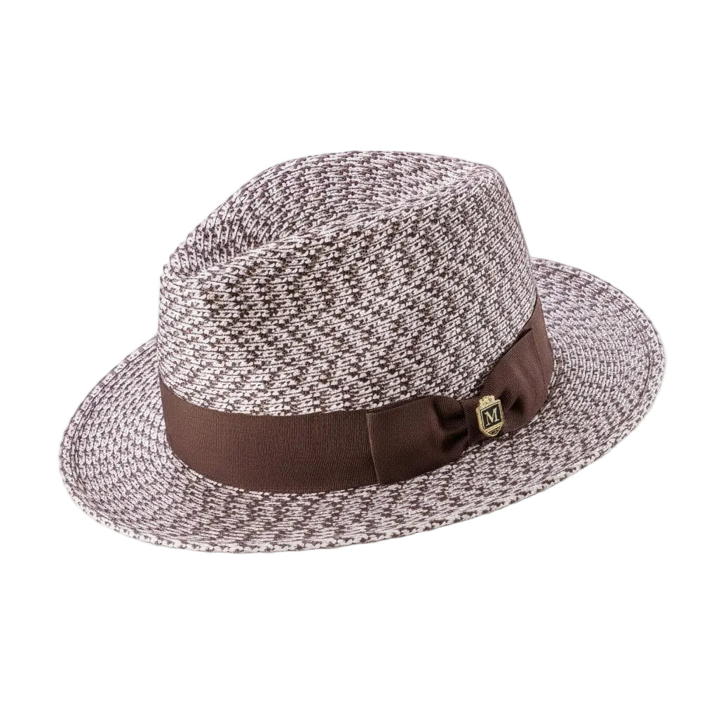 Men’s Brown Woven Textured Patterned Braided Fedora Hat