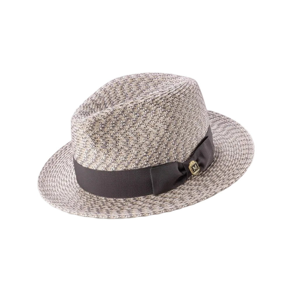 Men’s Gray Woven Textured Patterned Braided Fedora Hat