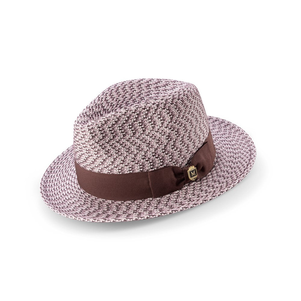 Men’s Brown Woven Textured Patterned Fedora Hat