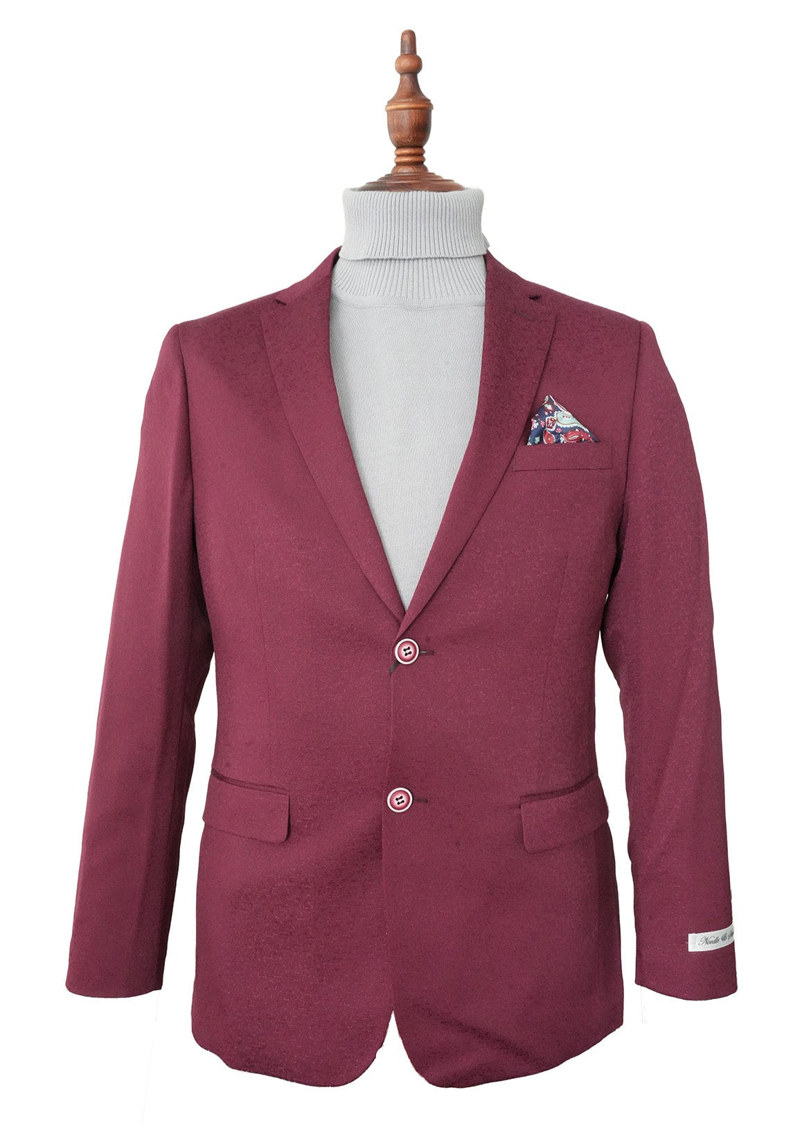 Burgundy Hybrid Fit Single Breasted Notch Lapel Jacket