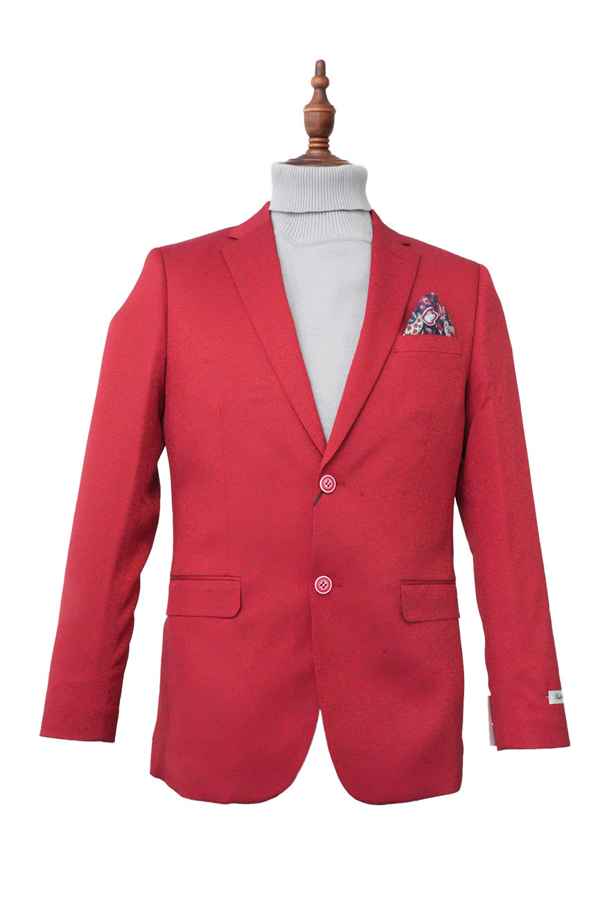 Red Hybrid Fit Single Breasted Notch Lapel Jacket