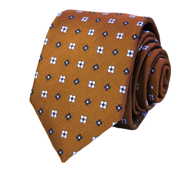 Cognac Floral Design Tie