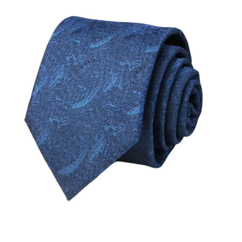 Blue Paisley Pattern Textured Tie