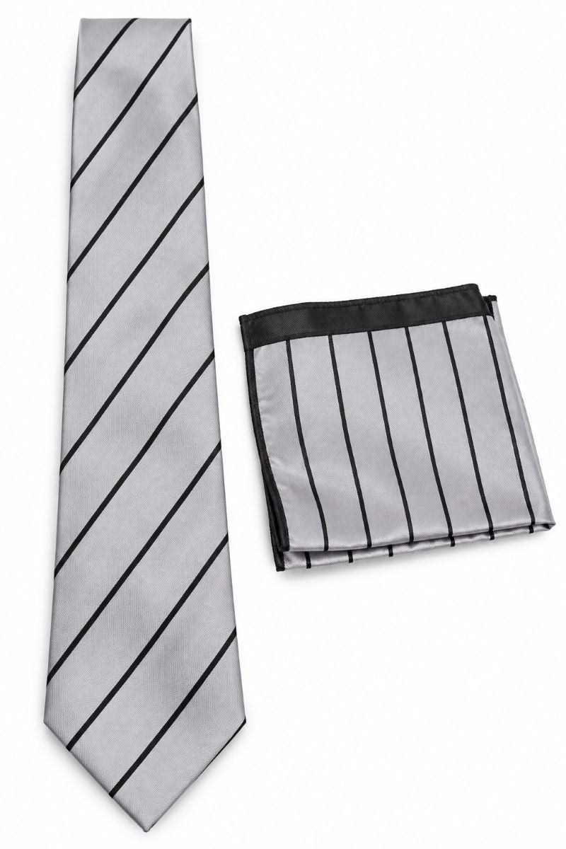 Conjunto clásico de corbata y pañuelo de bolsillo para hombre con estampado jacobeo azul celeste