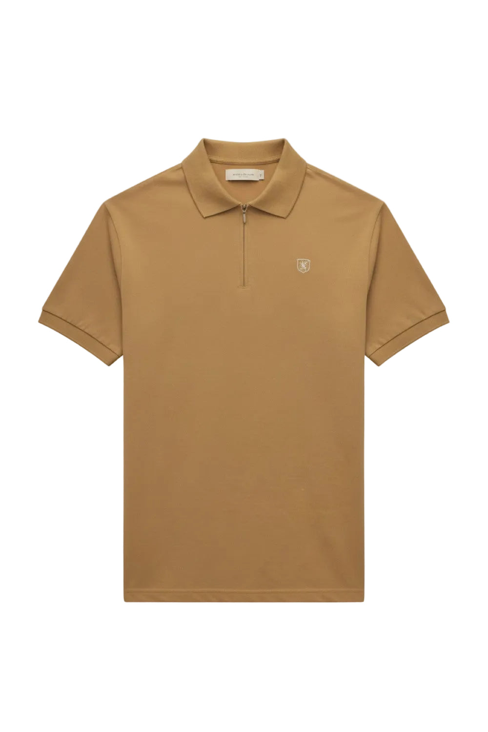 Khaki polo shirt on a white background