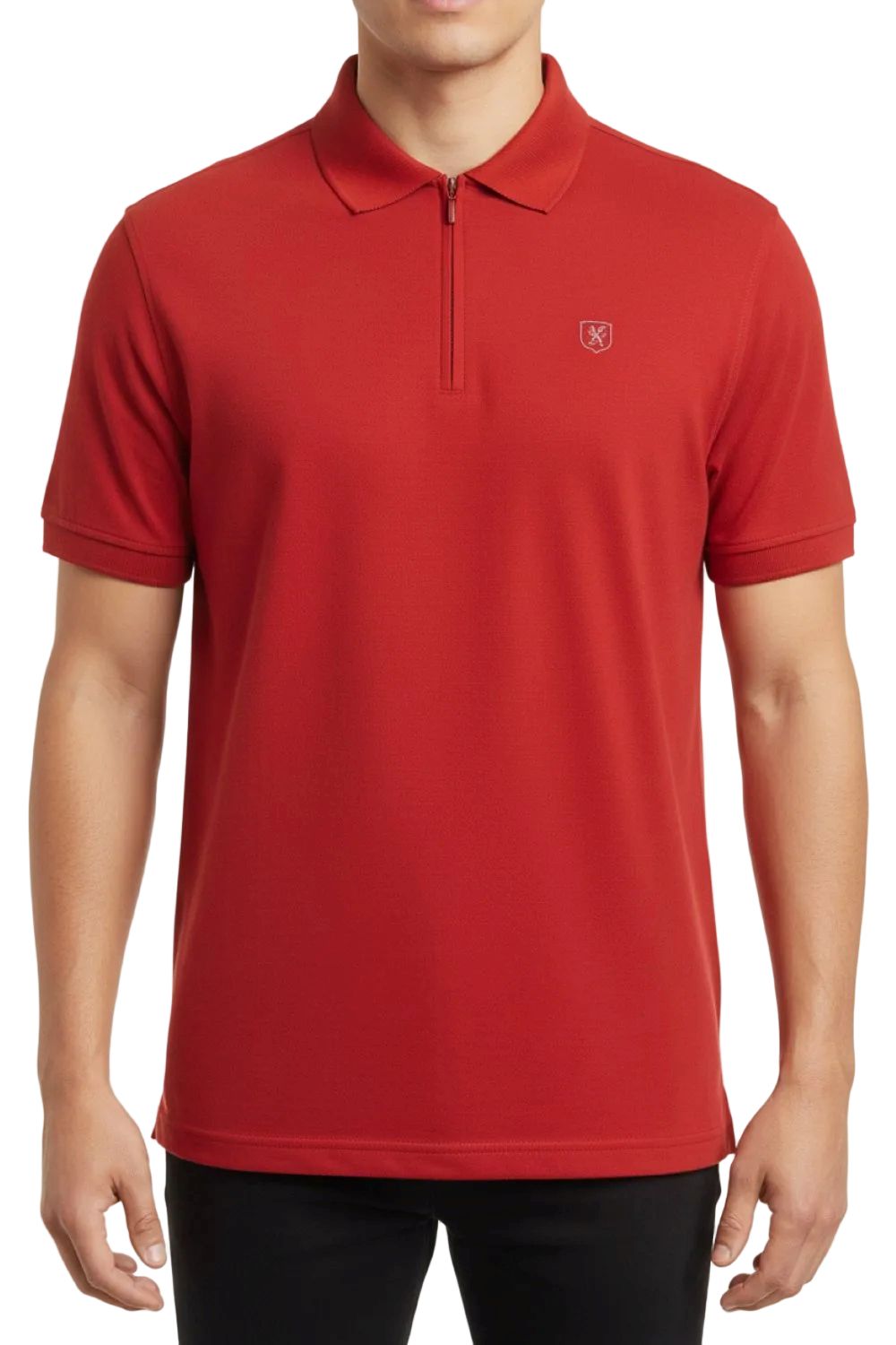 Stacy Adams - Red Cotton Zip Polo Shirt