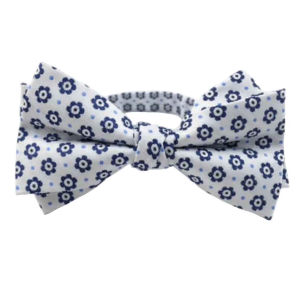 White Floral Medallion Pattern Bow Tie