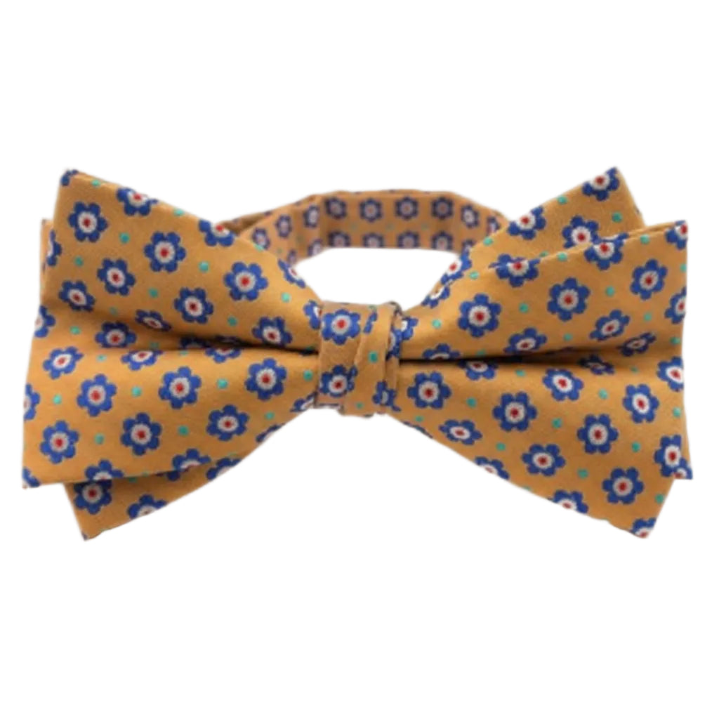 Mustard Floral Medallion Pattern Bow Tie