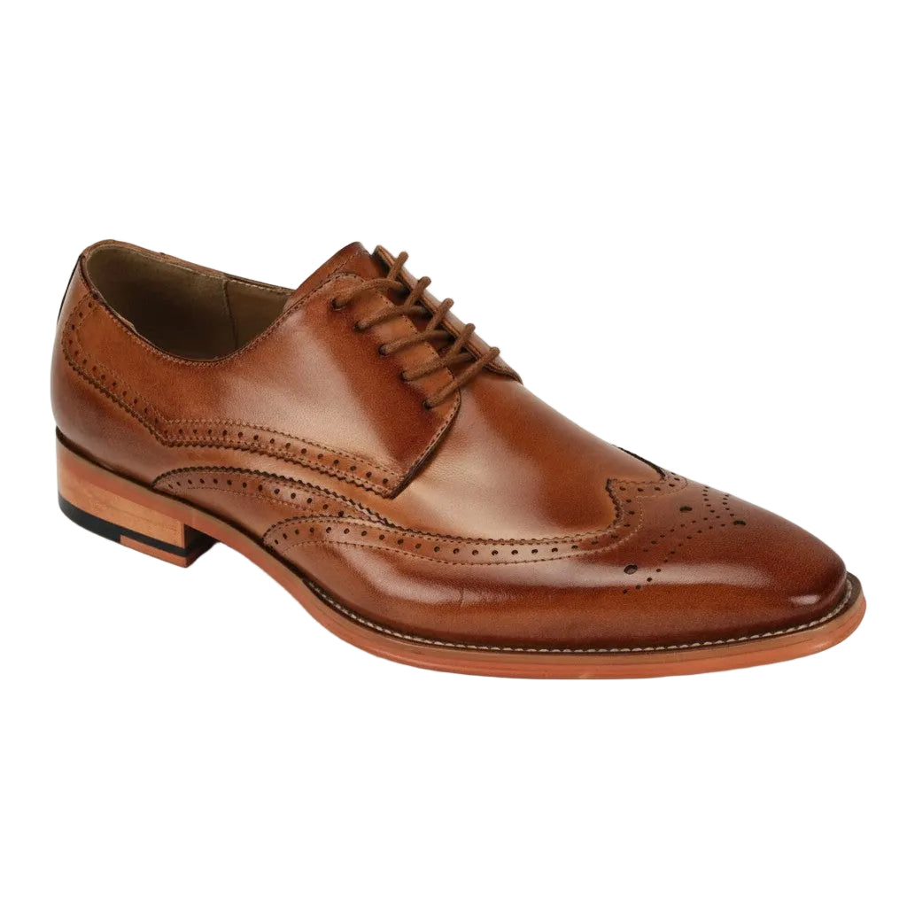 Lincoln Collection - Tan Leather Wingtip Lace-up Dress Shoes