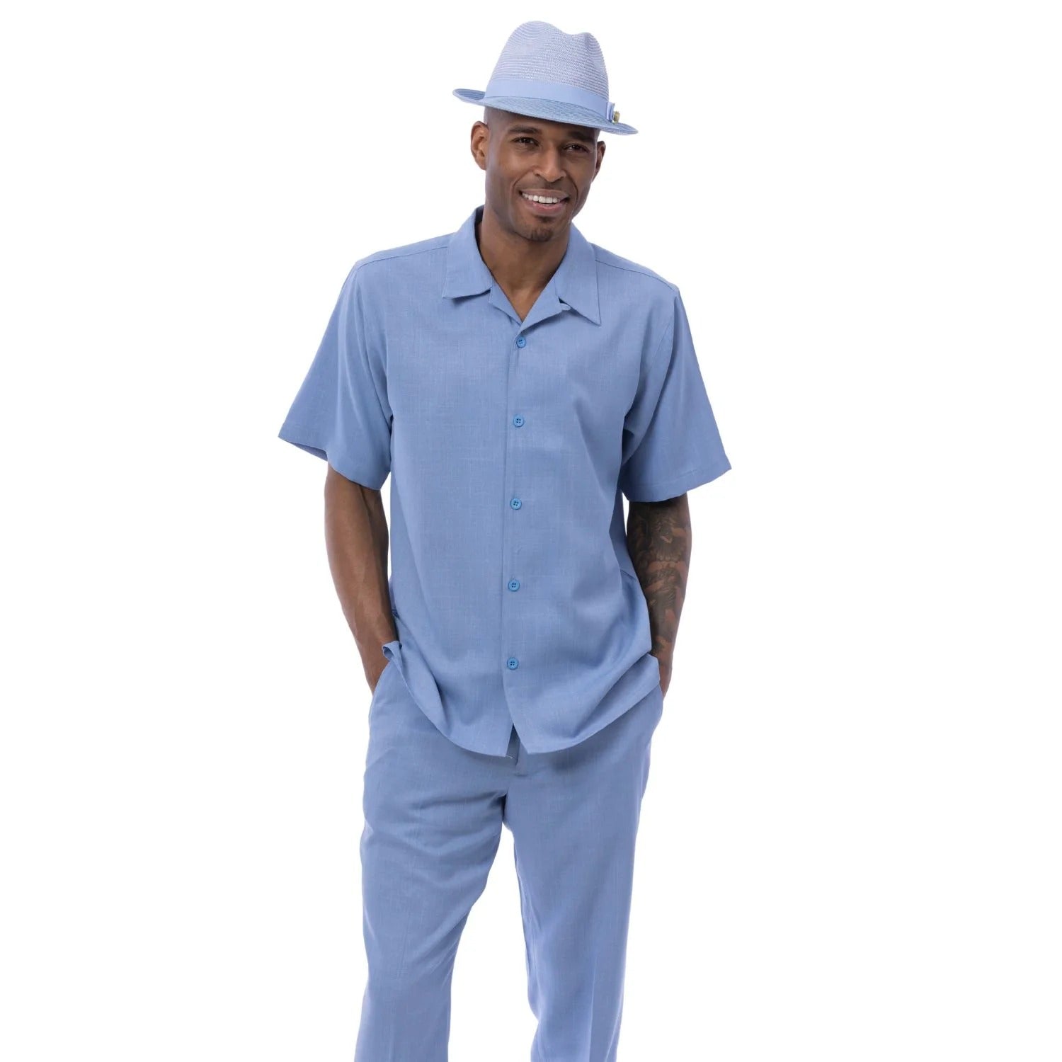 Men's 2 Piece Short Sleeve Carolina Blue Walking Suit