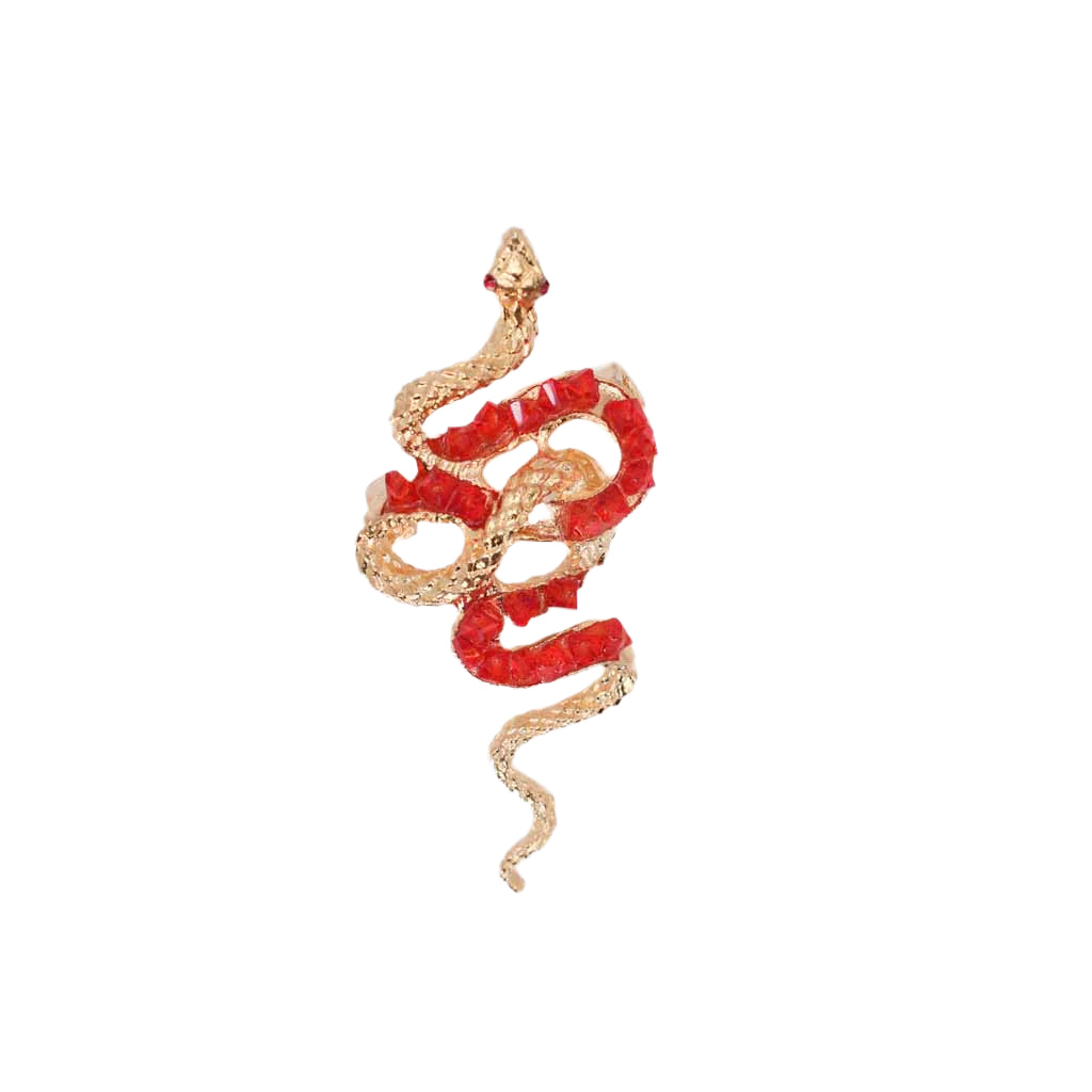Gold Vintage Red Snake Lapel Pin