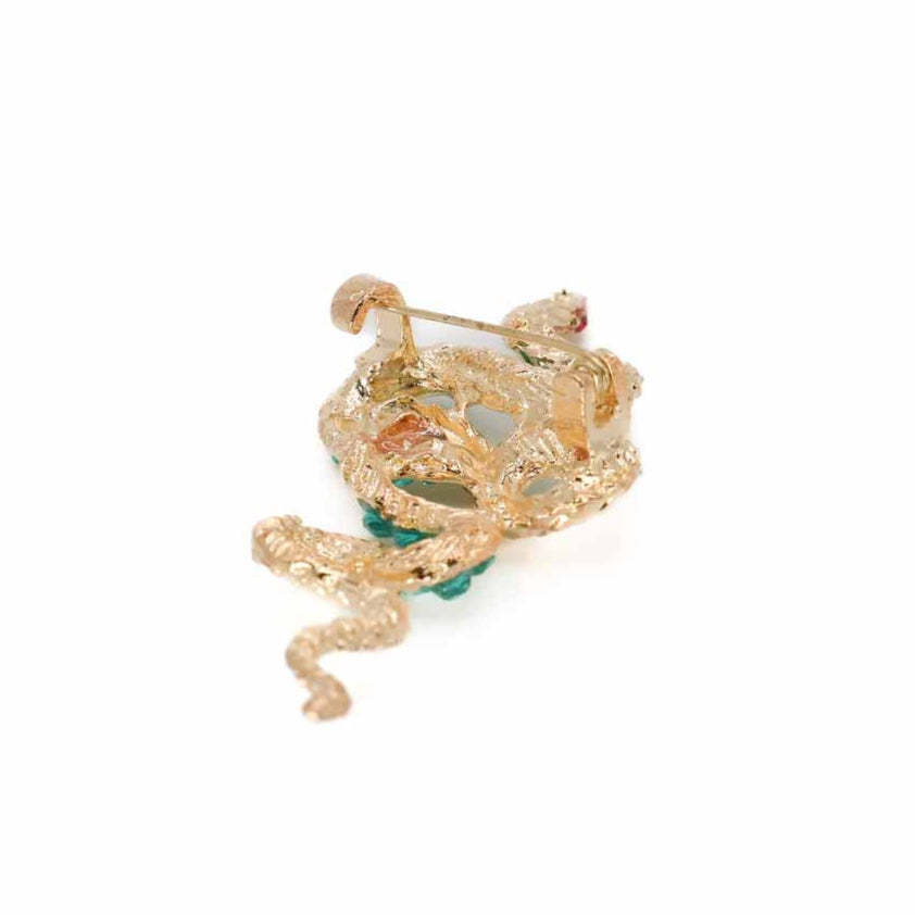Gold Vintage Green Snake Lapel Pin back