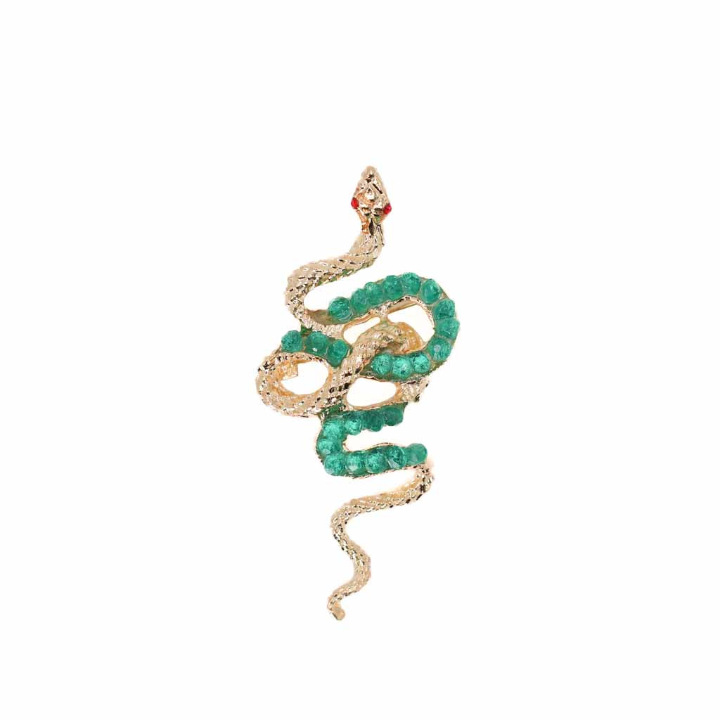 Gold Vintage Green Snake Lapel Pin