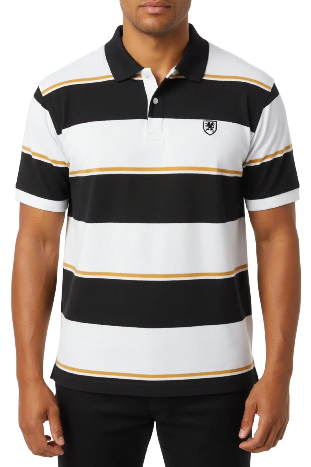 Stacy Adams - Striped White Cotton Polo Shirt