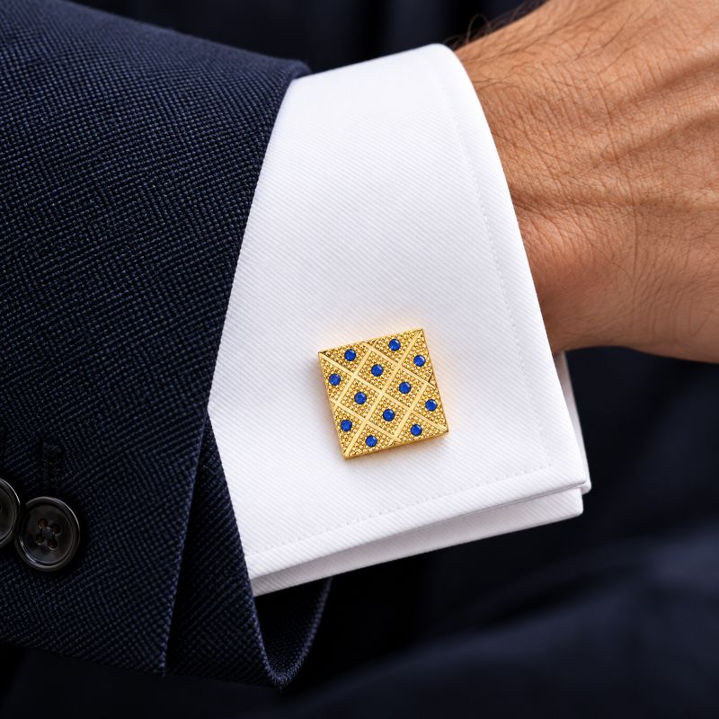 Caja de accesorios para gemelos de hombre Marble Gold