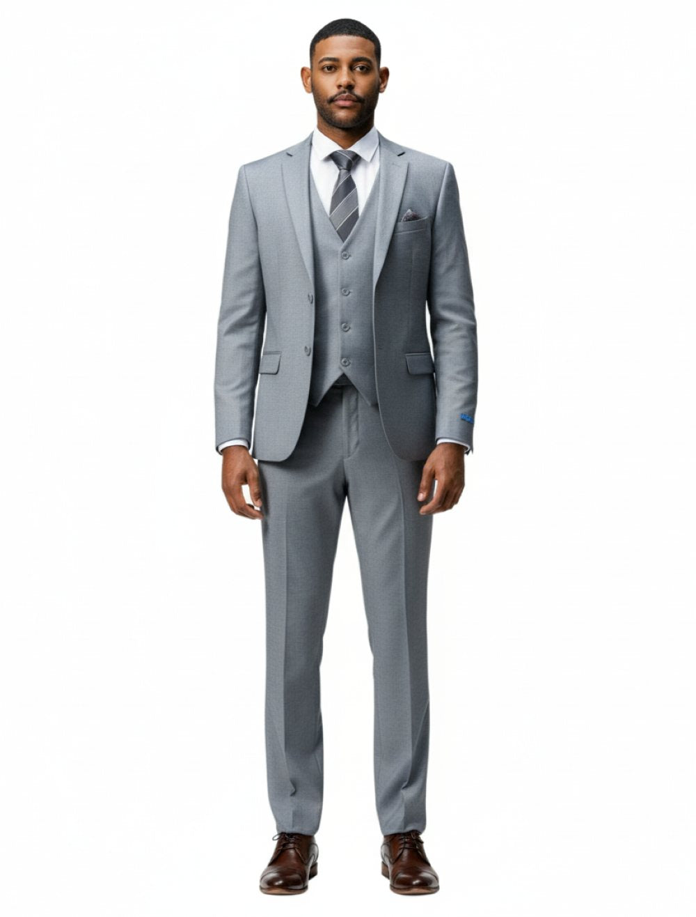 Men's Slim Fit Solid Medium Gray 3 Piece Suit