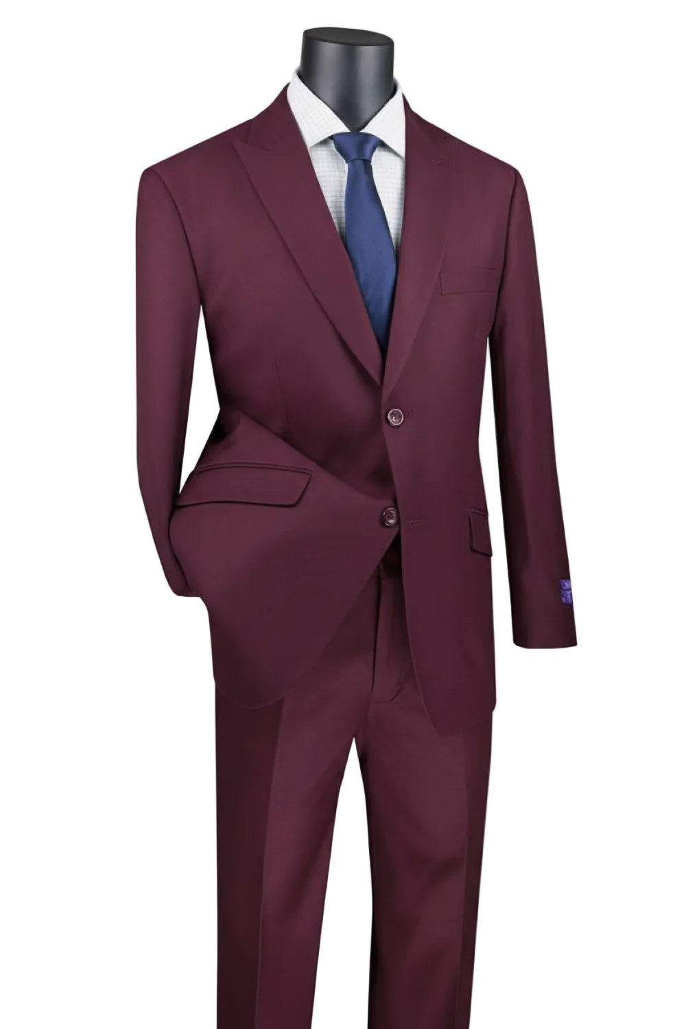 Maroon Modern Fit 2 Piece Suit Textured Solid with Peak Lapel