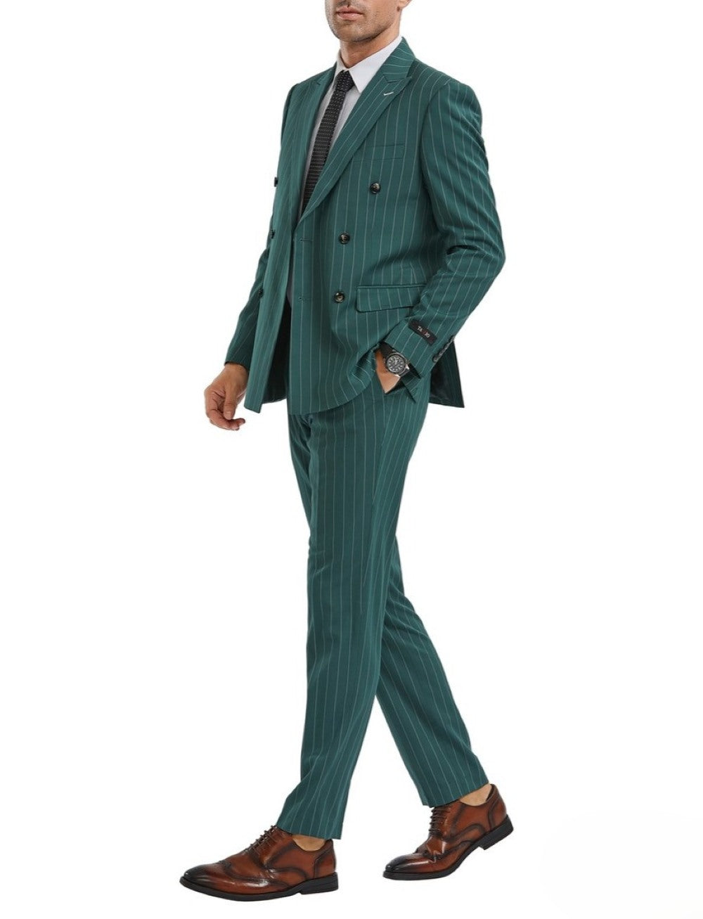 Men's Slim Fit Hunter 2 Piece Double Breasted Pinstripe Suit