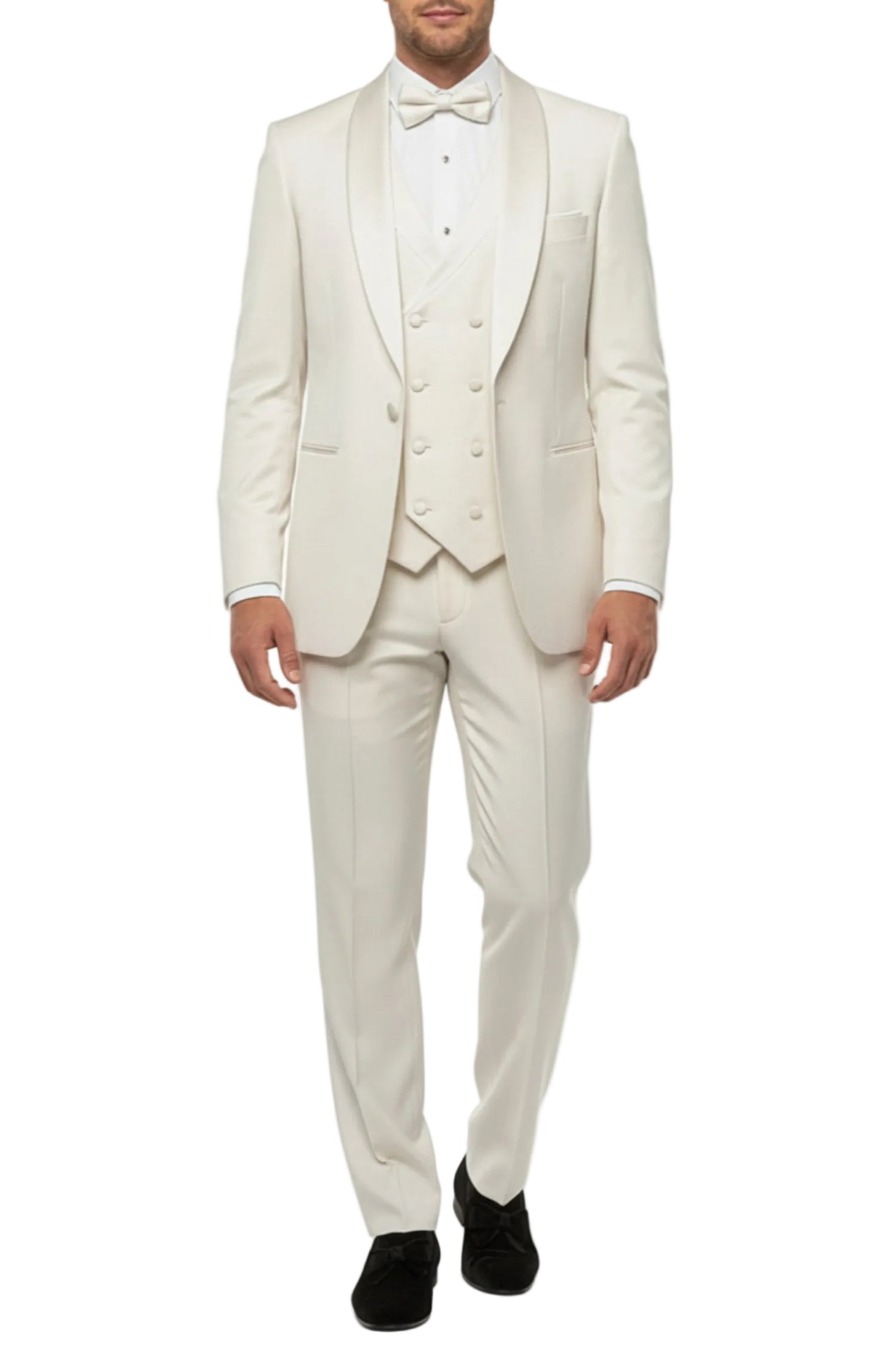 Ivory Slim Fit 3-Piece Shawl Lapel Tuxedo