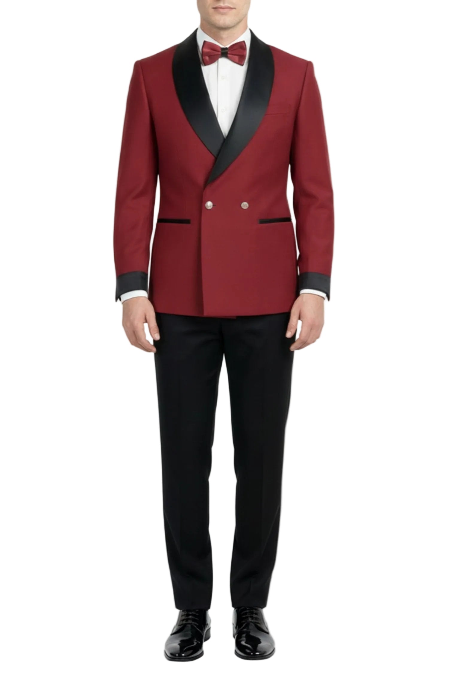 Red Slim Fit 2-Piece Double Breasted Shawl Lapel Tuxedo