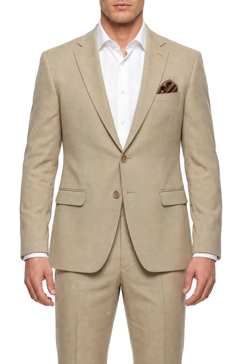 Men’s Hybrid Fit Textured Knit 2-Piece Suit - Tan