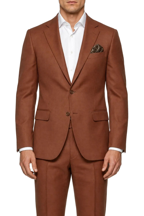 Men’s Hybrid Fit Textured Knit 2-Piece Suit - Orange