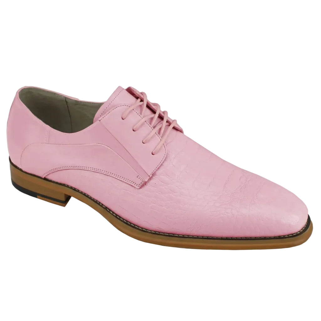 Mason Collection - Pink Alligator Texture Oxford Dress Shoes