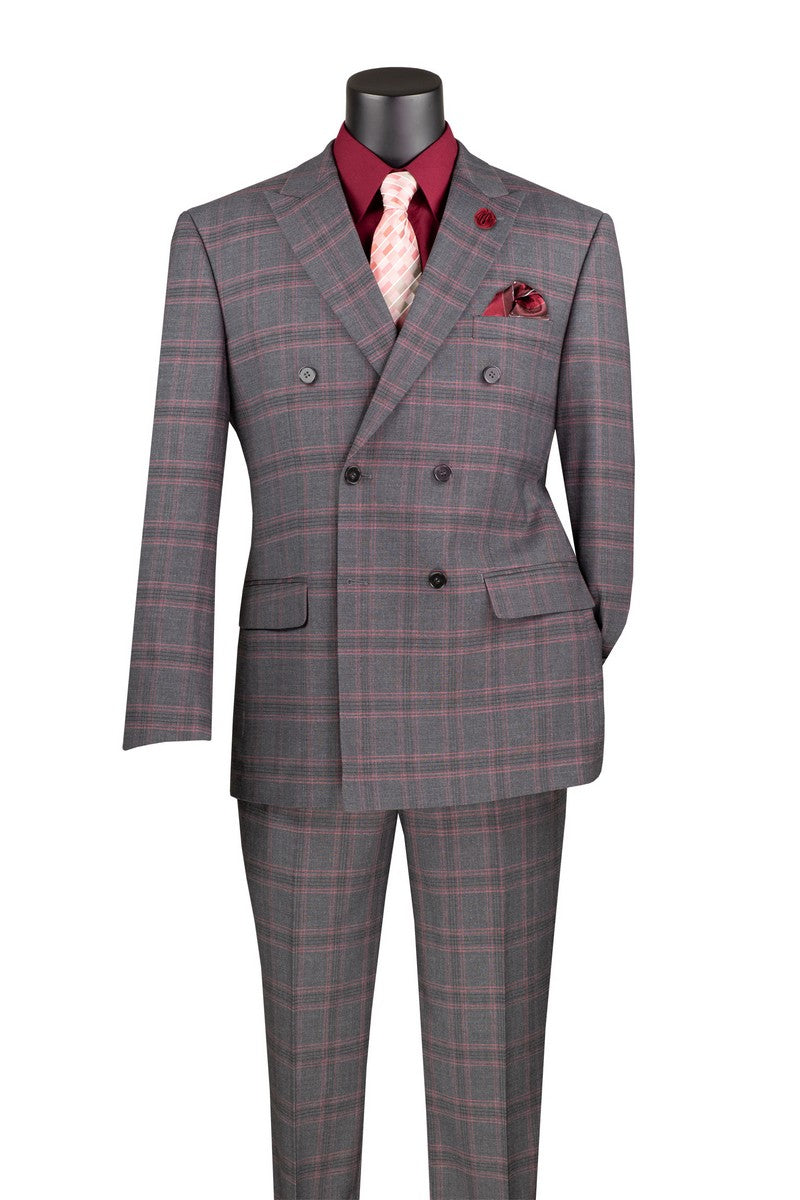 Venetian Collection - Charcoal Regular Fit Glen Plaid 2 Button 3 Piece Suit main image 0