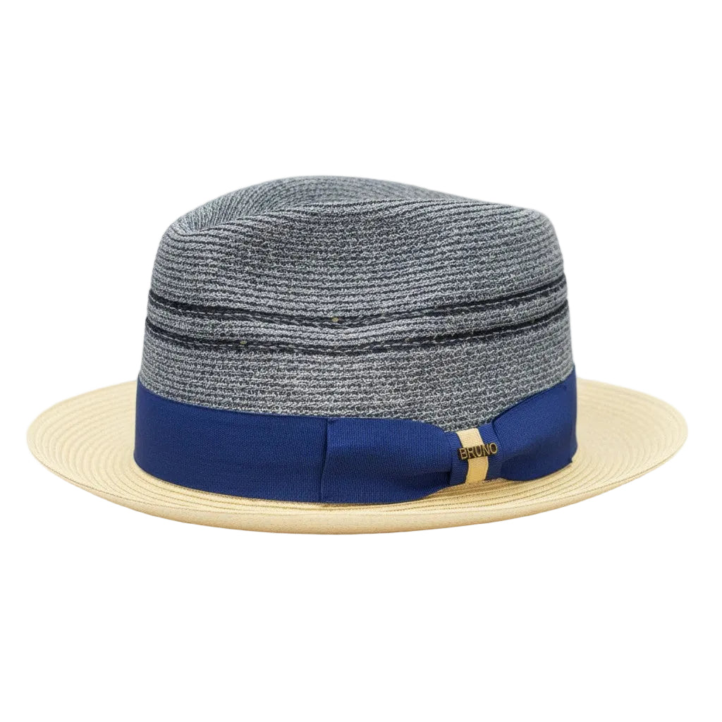 Mirage Collection - Denim Blue Semi Crushable Pinch Front Snap Brim Fedora Hat
