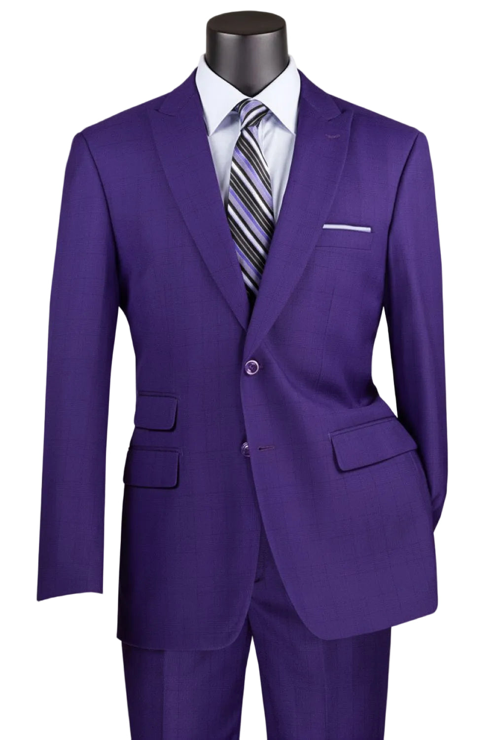 Catania Collection - Modern Fit Windowpane Suit 2 Piece in Purple