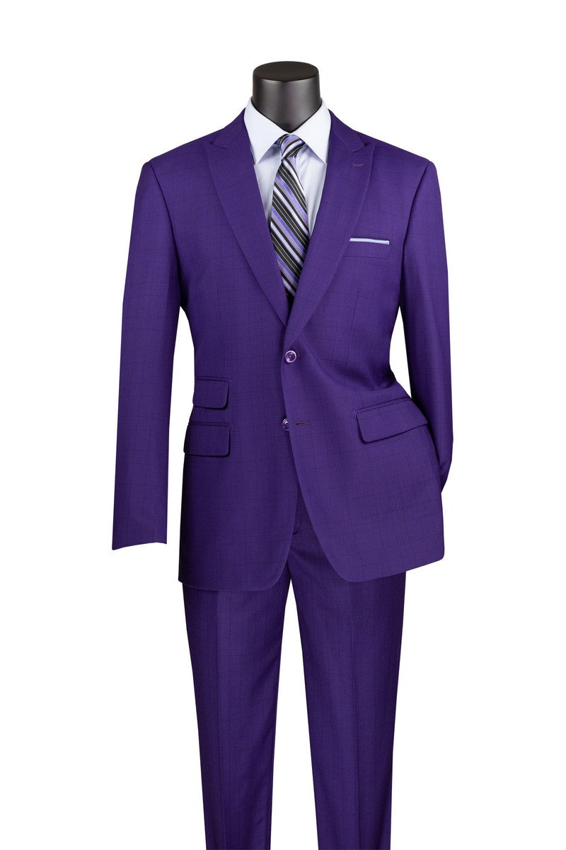 Purple Catania men's modern-fit two-piece windowpane suit front view