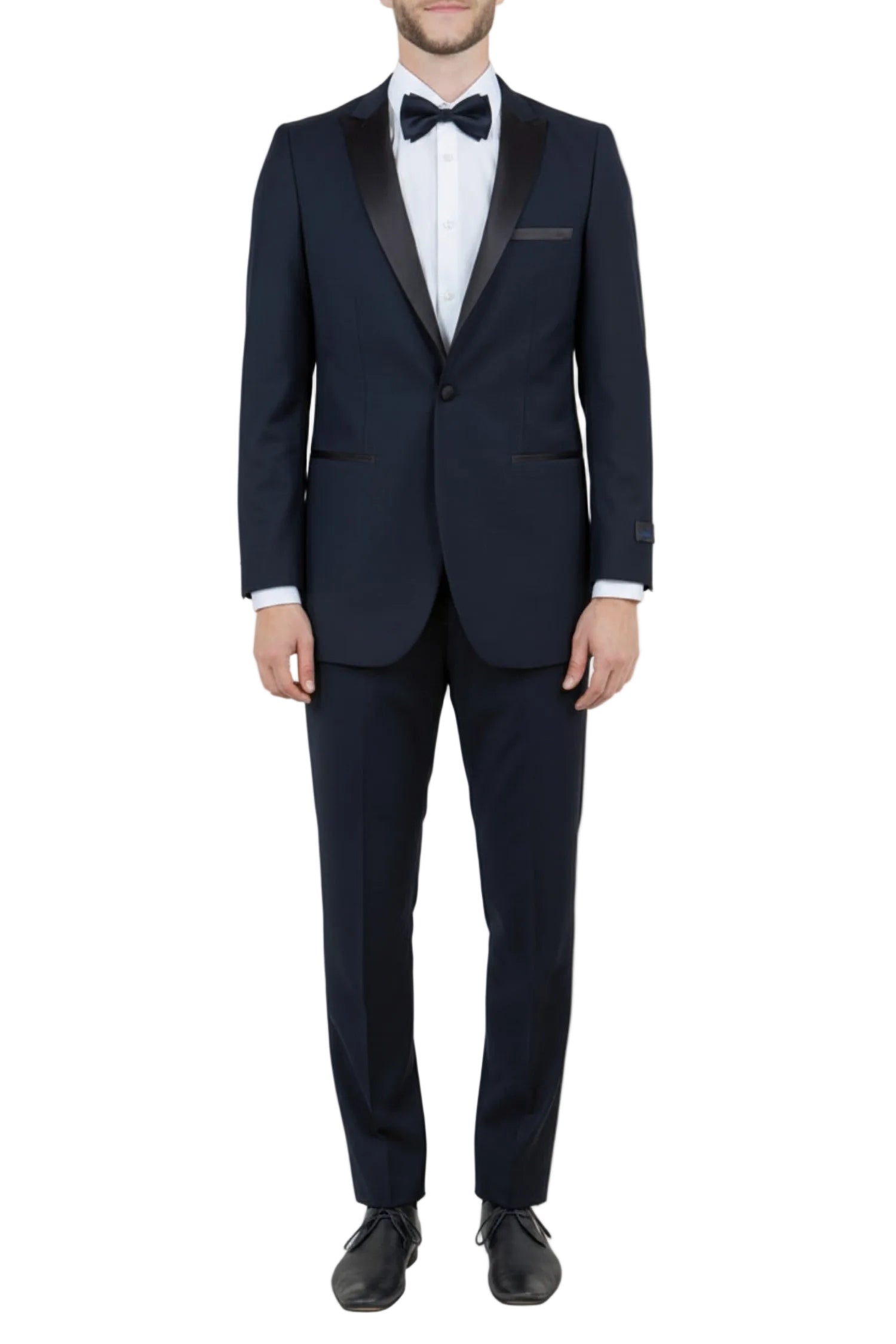 Navy Slim Fit Tuxedo 2 Piece with Satin Peak Lapel