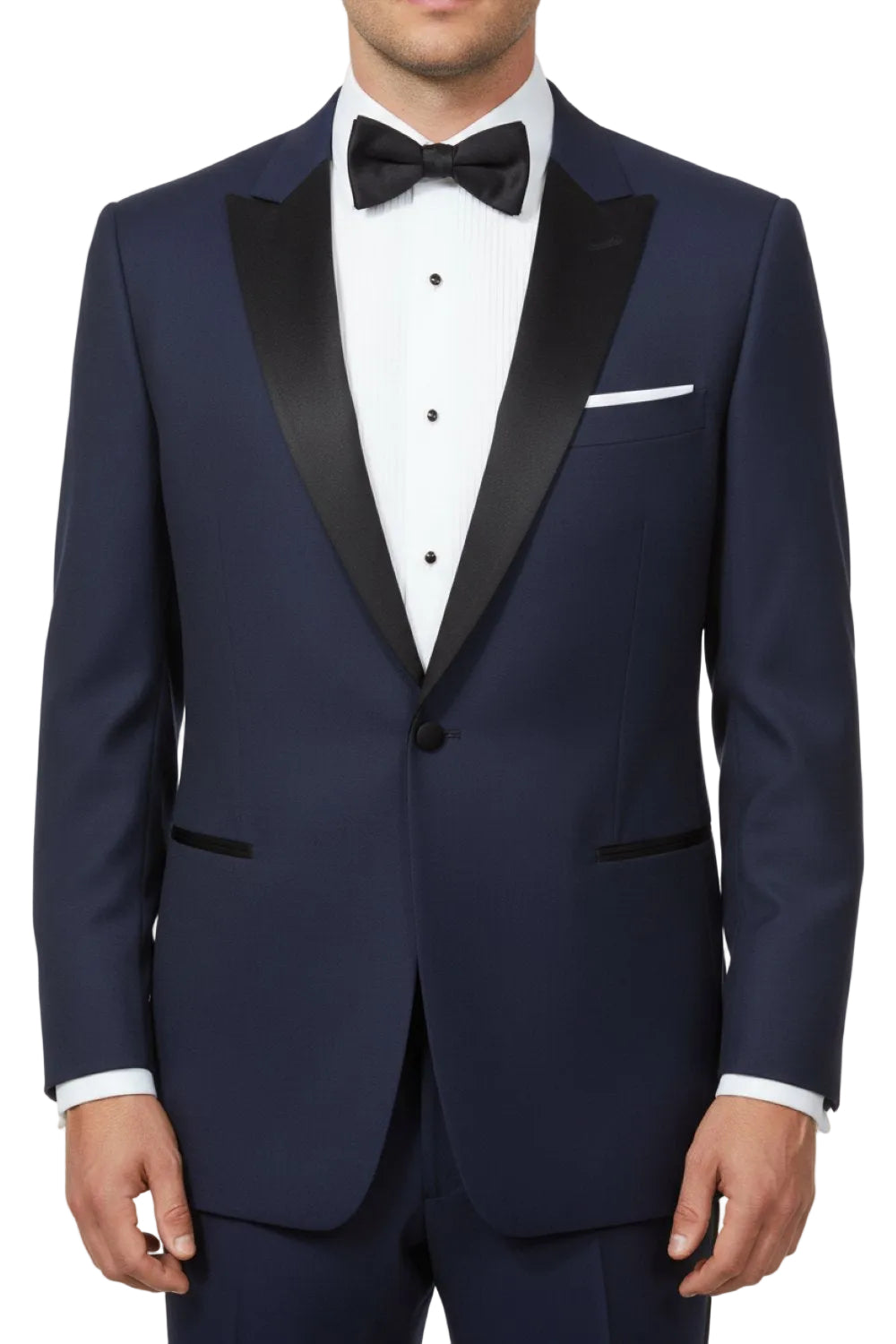 Navy Slim Fit Tuxedo 2 Piece with Satin Peak Lapel