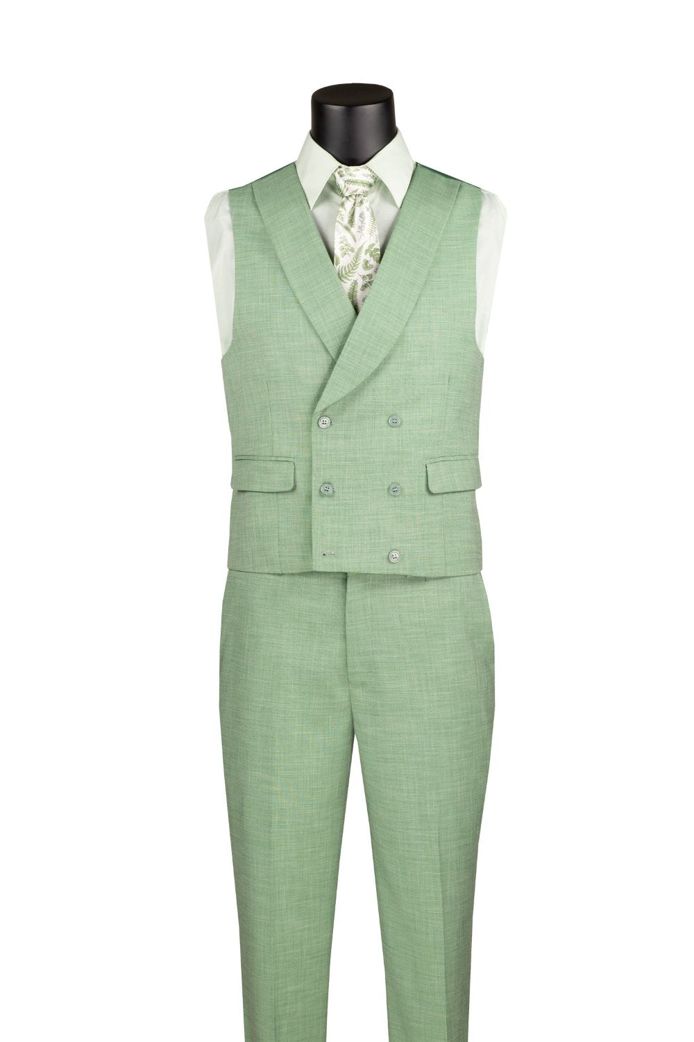 Traje de 3 piezas de corte moderno en marrón claro con chaleco y pantalones con cinturilla ajustable