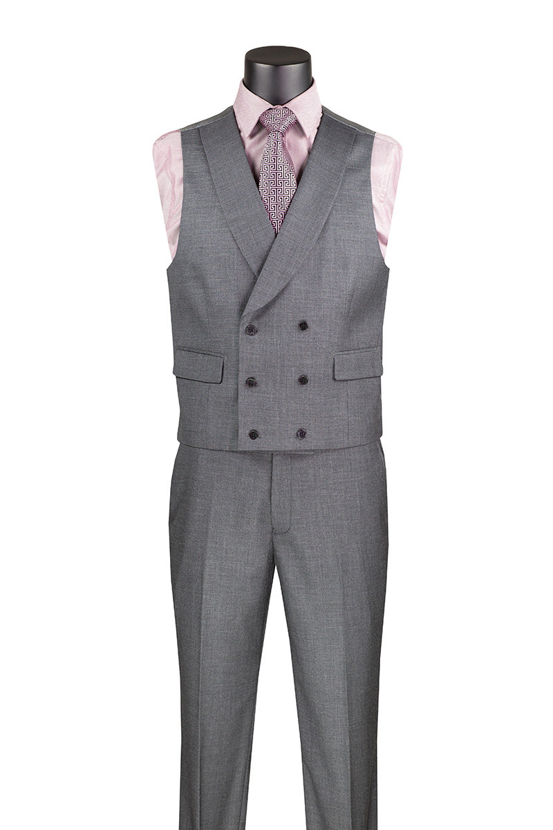 Charcoal Modern Fit 3 Piece Suit with Vest and Adjustable Waist Band Pants