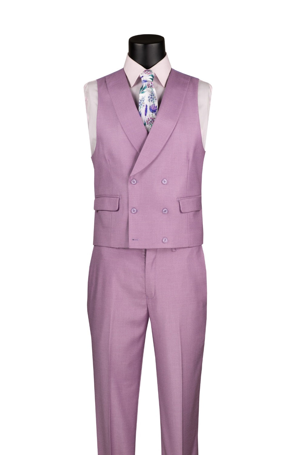 Traje de 3 piezas de corte moderno en marrón claro con chaleco y pantalones con cinturilla ajustable