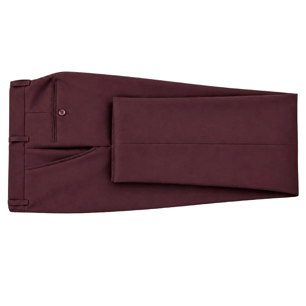 Modern Fit Maroon Dress Pants Flat Front Pre-Hemmed