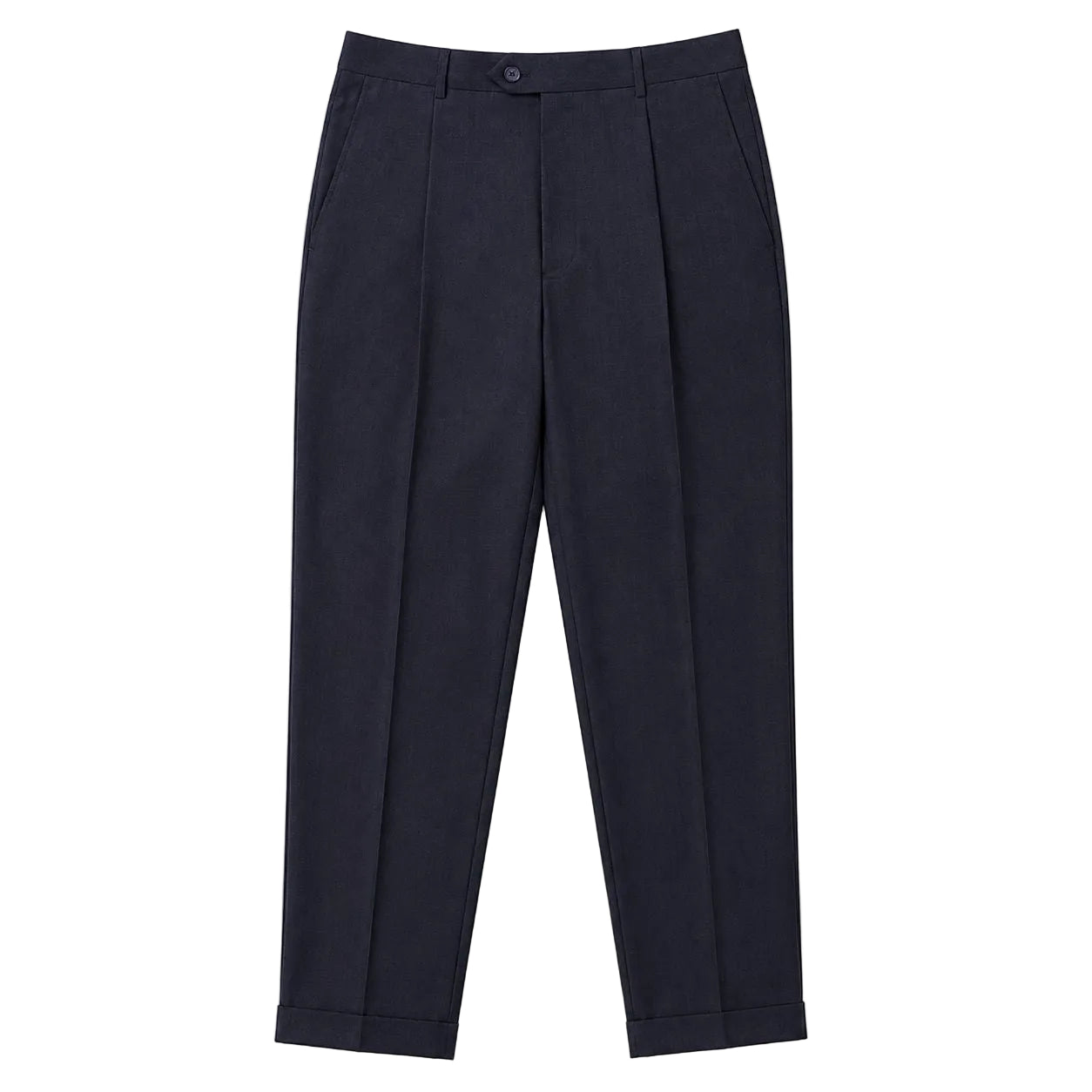 Regular Fit Pleated Pre-hemmed With Cuffs - Navy