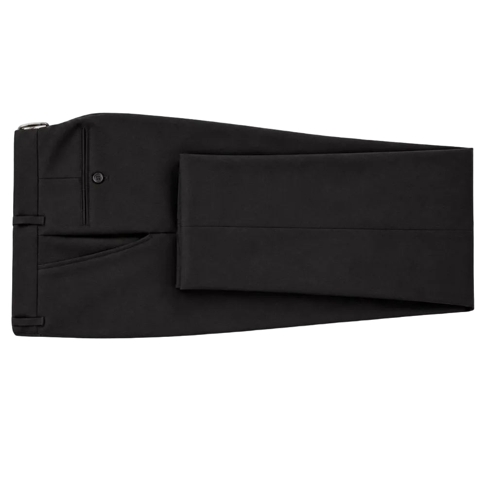 Slim Fit Flat Front Dress Adjustable Waistband Pants - Black