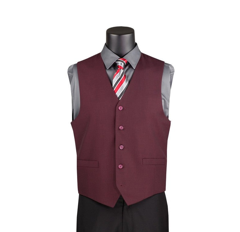 burgundy vest and pants display
