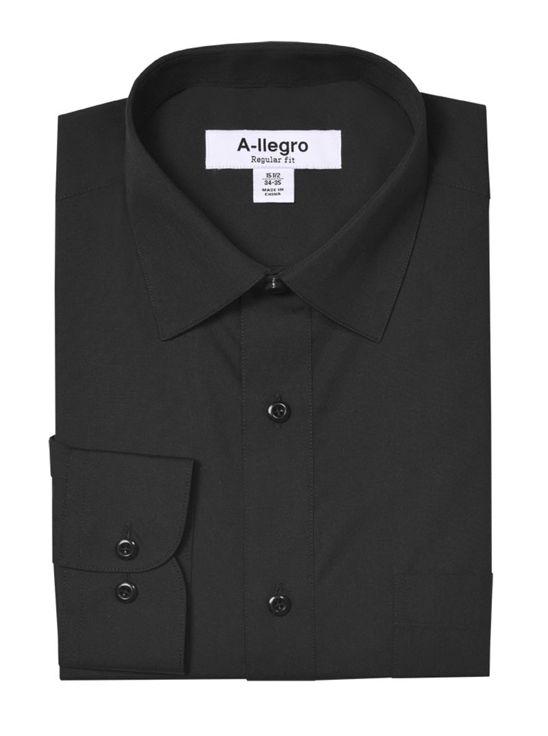 Classic Regular Fit Dress Cotton Shirt In Black
